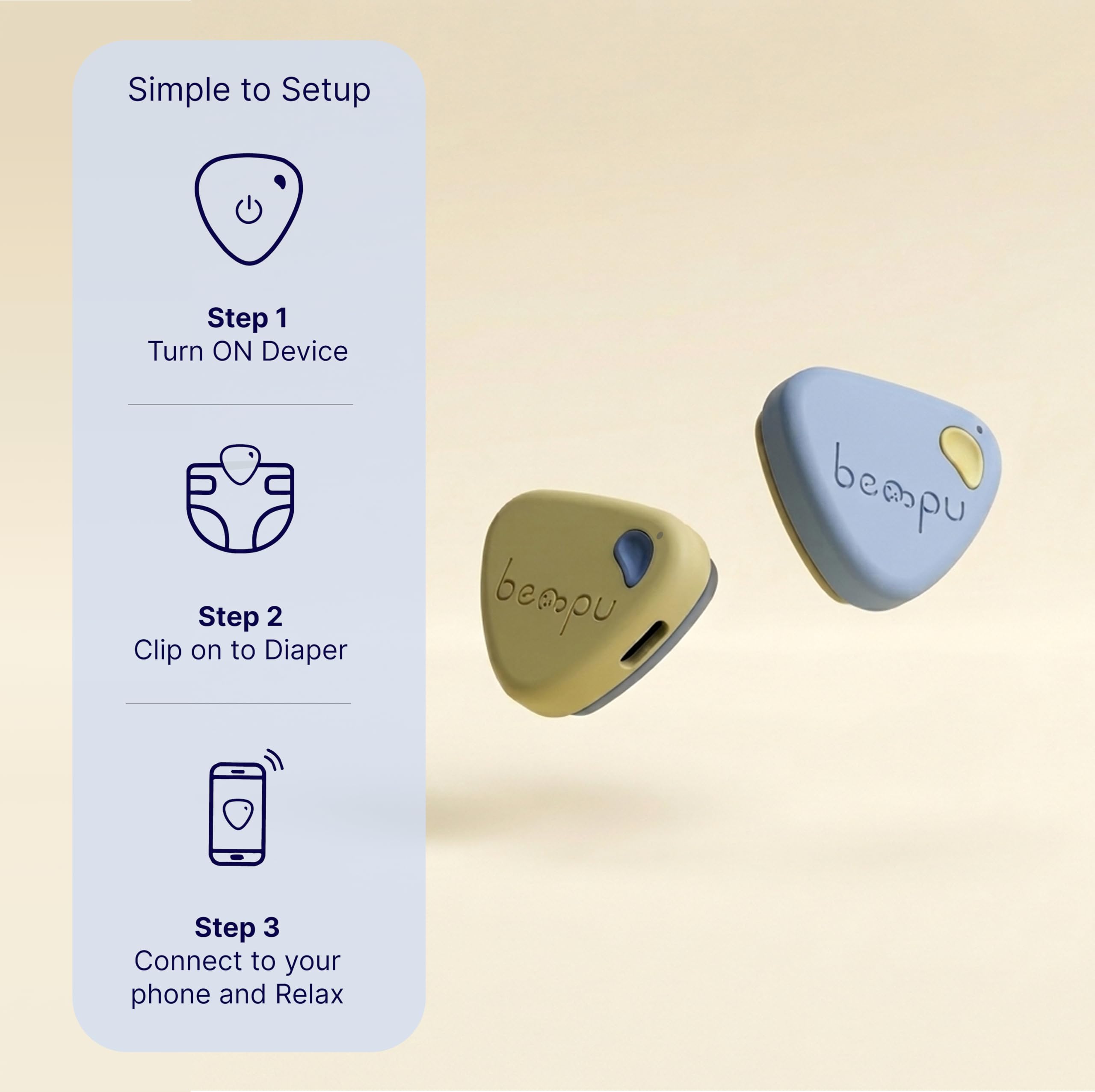 Bellybutton - Baby monitor intelligente per un sonno più sicuro con vibrazioni delicate, notifiche tramite app, facile da agganciare, portatile, materiali di grado medico e design non
