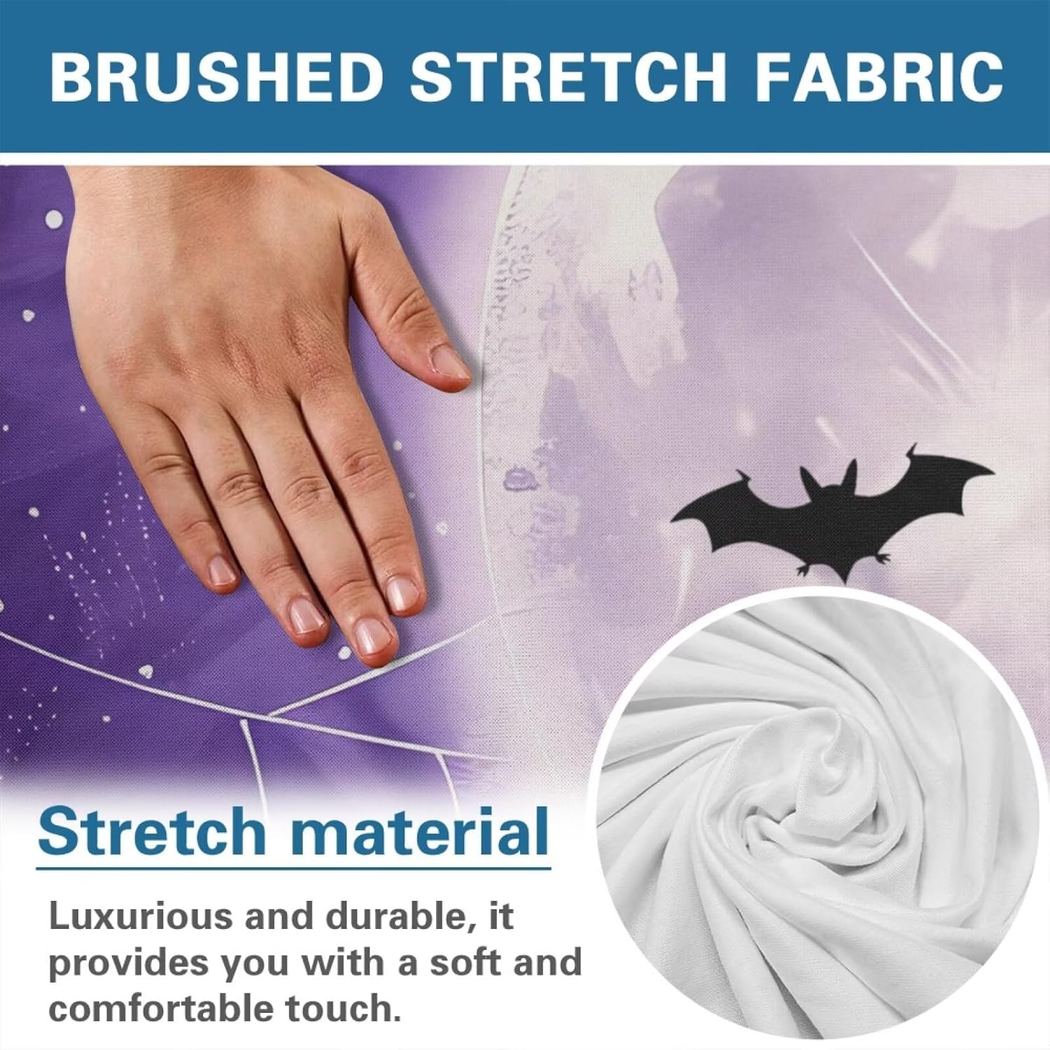 FOR U DESIGNS Moon Black Cat Bat Purple Slipcovers for Recliners 4 Pieces Stretch Recliner Cover with Pockets Furniture Protector Stay in Place for Small Chairs Easy to Install