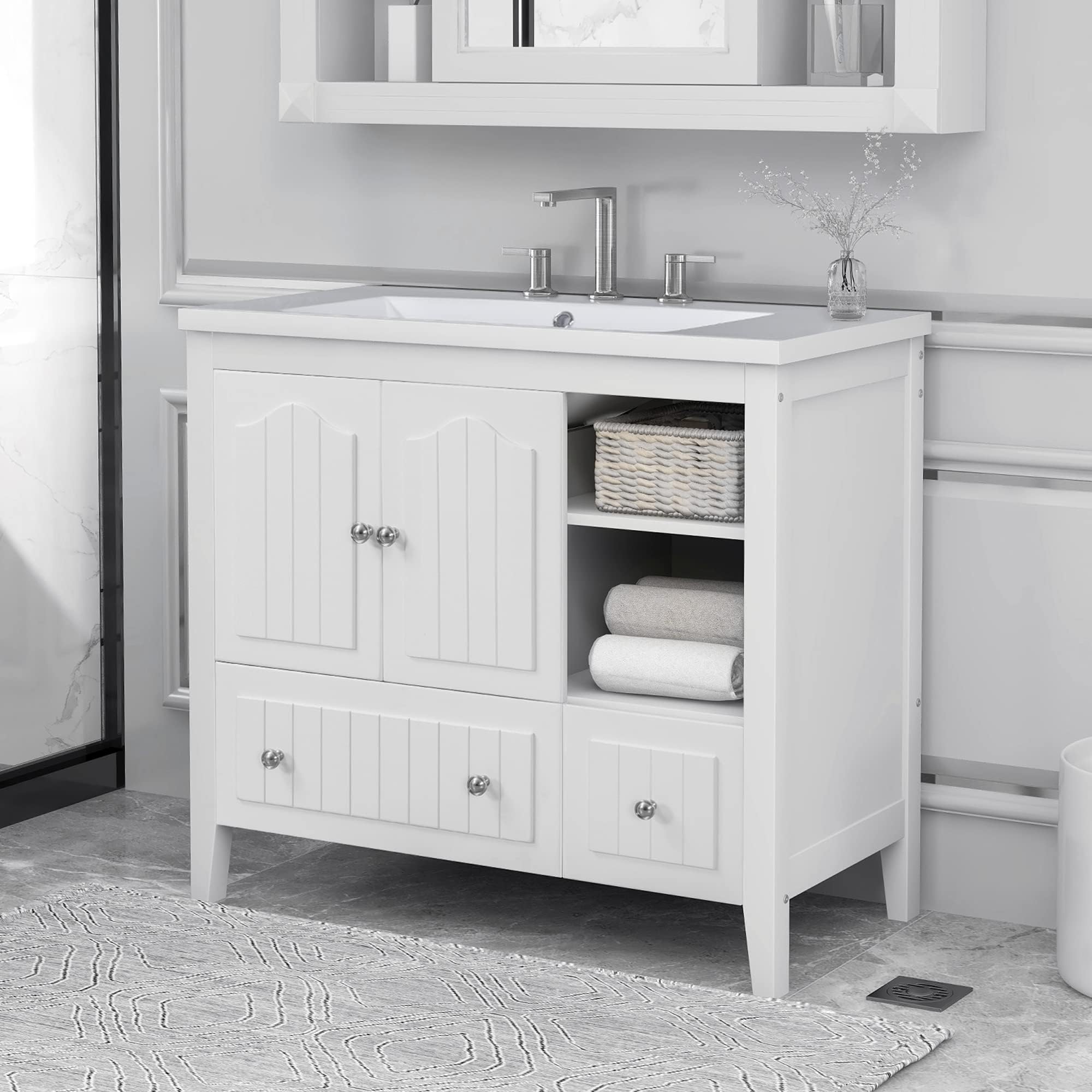Amazon.com: Entcook 36" Bathroom Vanity with Single Sink, Modern ...