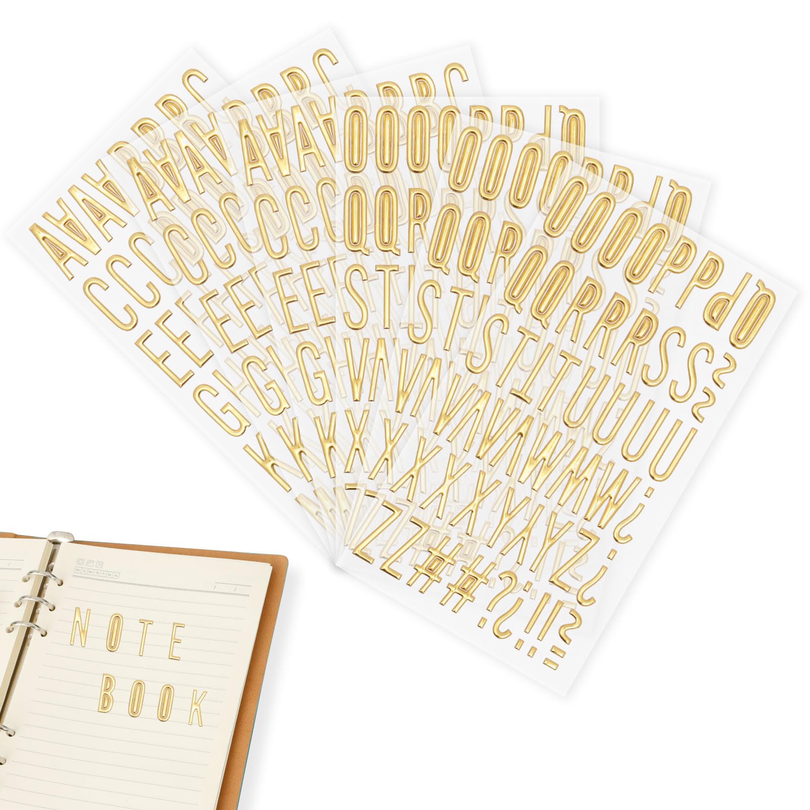 6 Sheets Gold Letter Stickers, Self-Adhesive Alphabet Stickers, Waterproof 3D Puffy Alphabet for Graduation Cap Decorations Scrapbooking DIY Crafts Puffy(Golden)