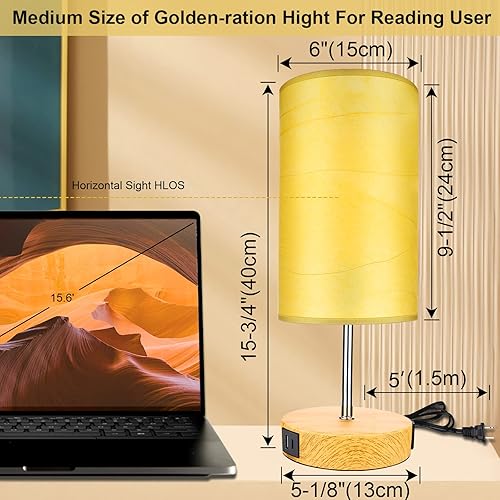 Miniatura 2 de Lámpara de noche con control táctil, puertos de carga USB A+C y salida de CA, 3 vías regulables, mesita de noche, luz LED de escritorio para