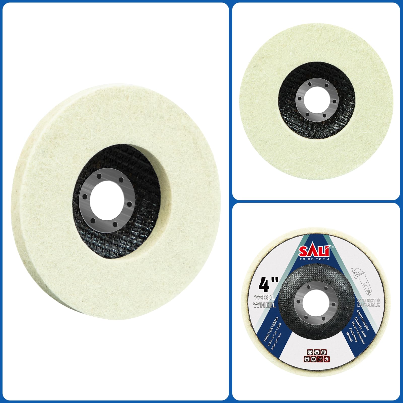 Wool Felt Polishing Wheels - 10 Pack for Angle Grinder -5 Wool Felt Polishing Wheels - 10 Pack for Angle Grinder -5