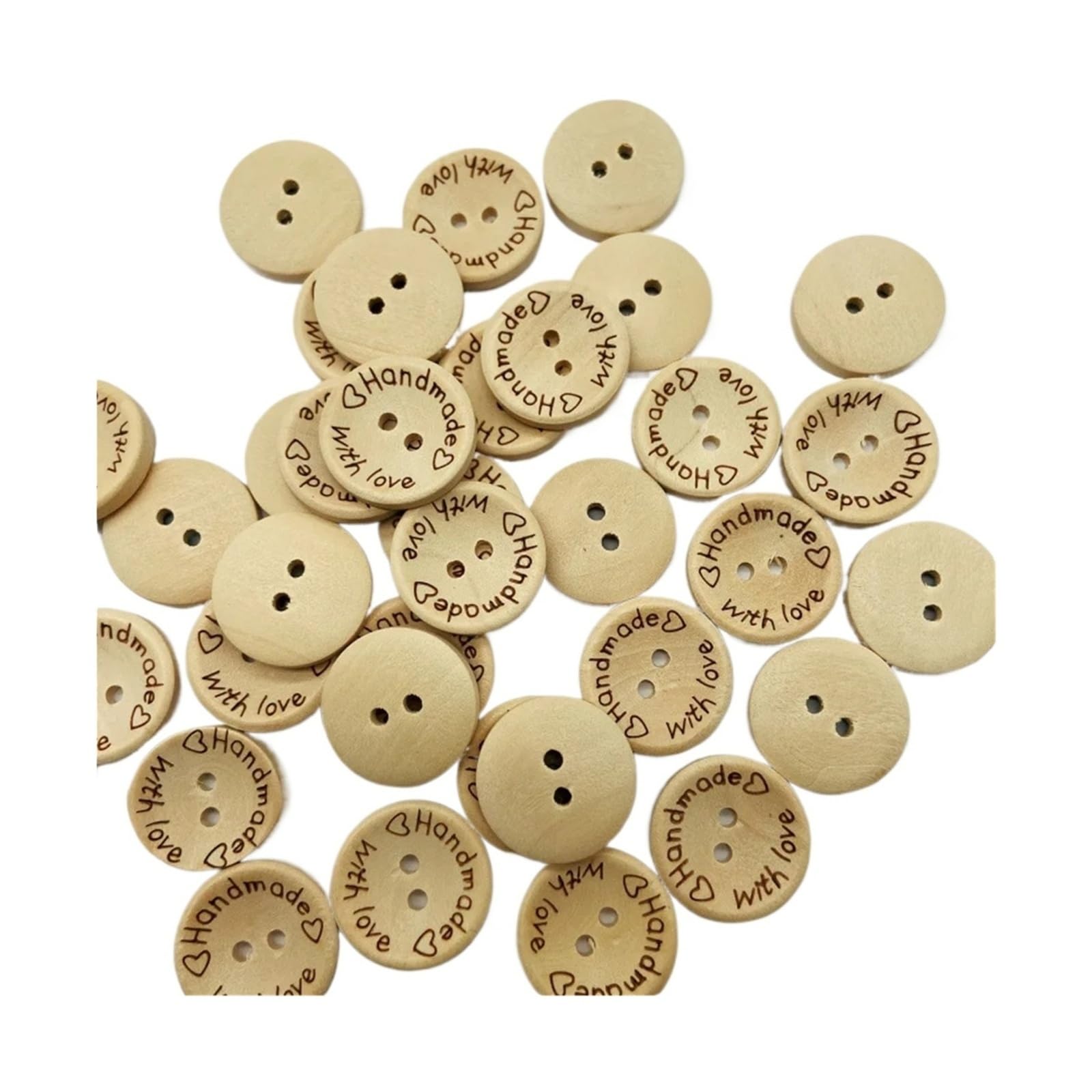 500 Stück runde dekorative Nähknöpfe aus Holz(Diameter 15mm)