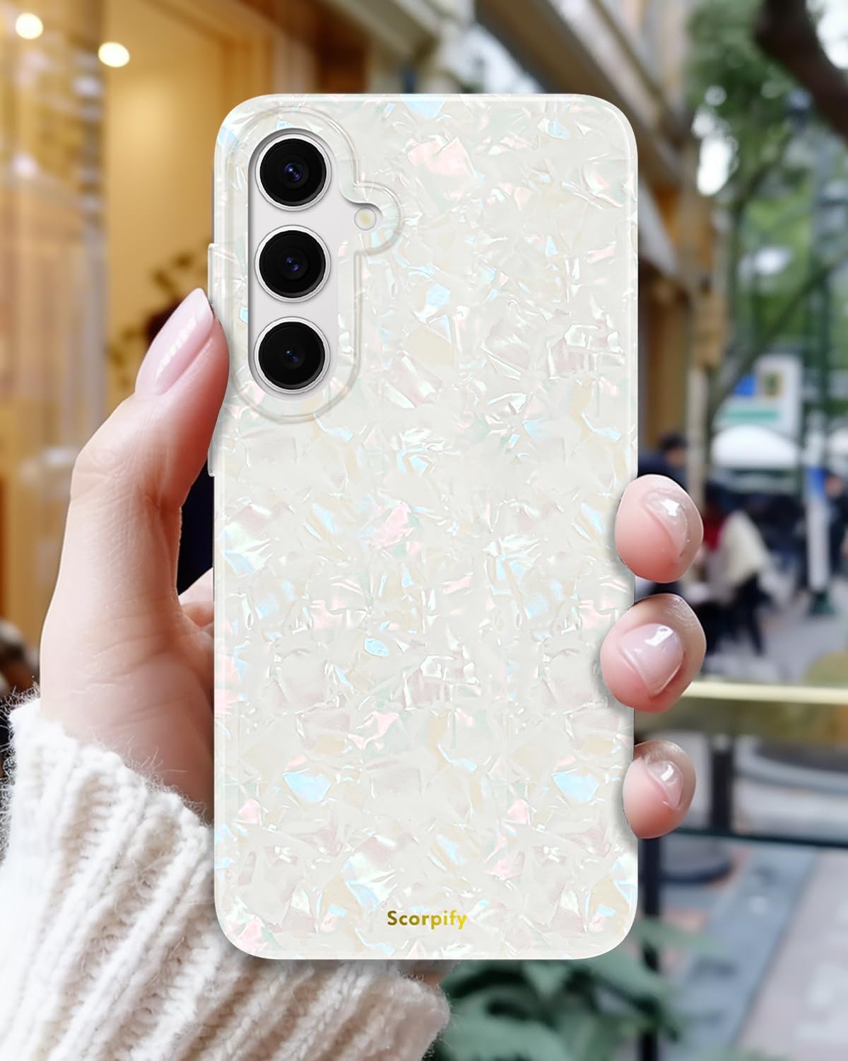 SCORPIFY Compatible with Samsung Galaxy S25 Case [Compatible with MagSafe] for Colorful Pearl Pattern Design, Cute Clear Magnetic Phone Cover for Women Girls and Men