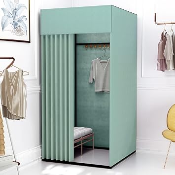 Mobile Fitting Room for Clothing Store,Portable Dressing Room Frame with Shading Curtain,Temporary Privacy Space Movable Changing Room for Bar Party Beach Pool Shopping Malls79x39x39, Blue B