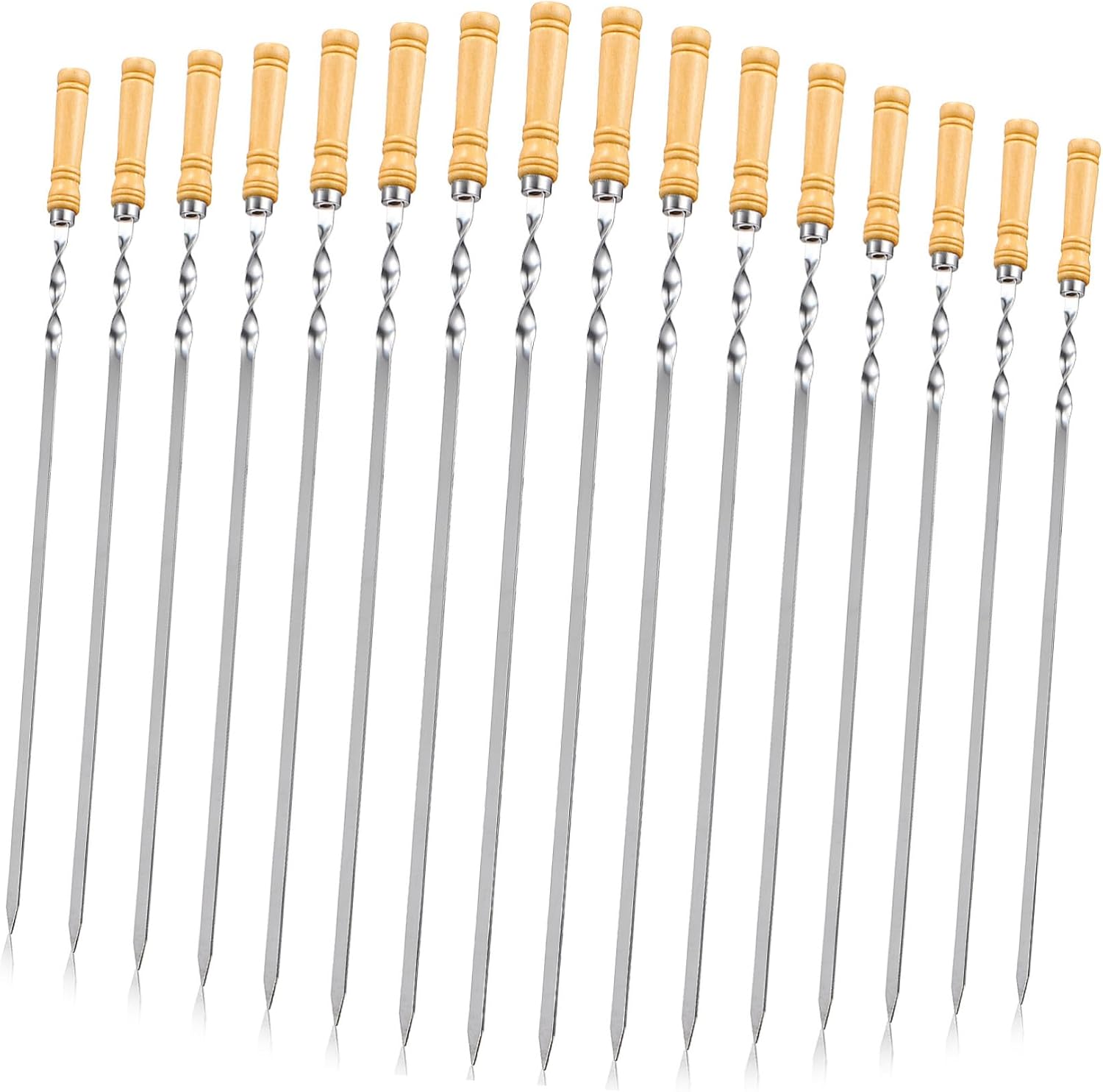 18pcs Bbq Grill Accessories Stainless Steel Skewers Flat Design Easy to Clean for Outdoor Dining Picnic