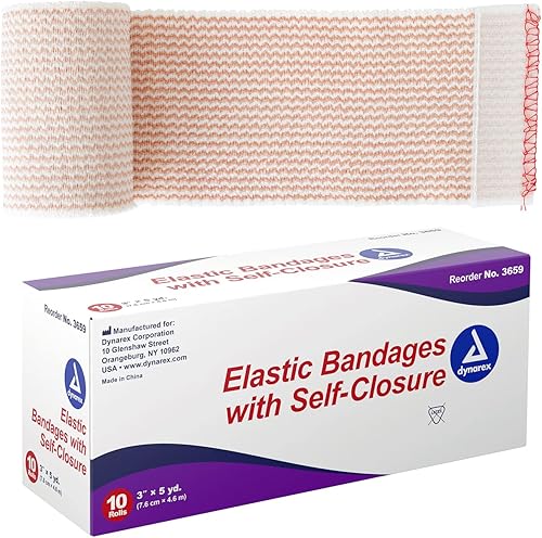 Dynarex Vendajes elásticos con cierre automático, excelente compresión y estiramiento, vendajes elásticos sin látex con cierre de velcro, 3 pulgadas