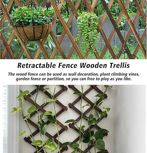 Miniatura 10 de Enrejado de jardín expandible, 38 x 89 pulgadas, panel de pared grande de celosía de madera, enrejado para plantas trepadoras, hiedra, vid, rosa,