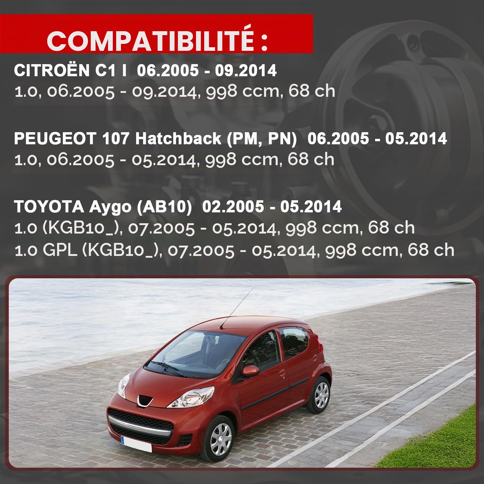 Catalyseur Flydida avec kit de montage et jeu de joints pour C1 (PM_, PN_) 107 (PM_, PN_) AYGO (_B1_) 2005-2014 Accessoires auto 0342L5 0342K0 0342K3 0342K8 0342L3 1609158080 171400Q010