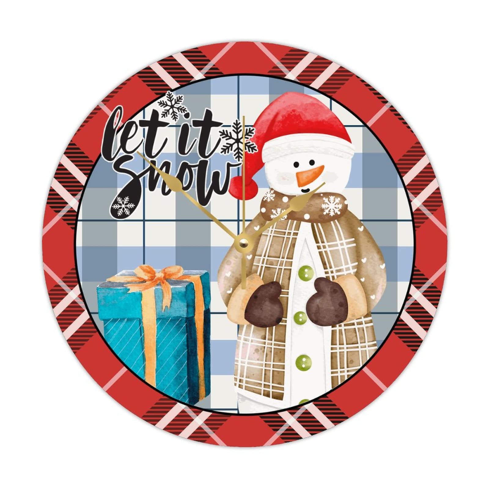 Horloge ronde en bois Christmas Let It Snow pour un intérieur chaleureux