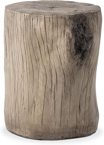 Miniatura 7 de COSIEST Mesa auxiliar para exteriores, madera sintética de color nogal, taburete de madera pintada a mano, otomana o soporte para plantas, cubierta