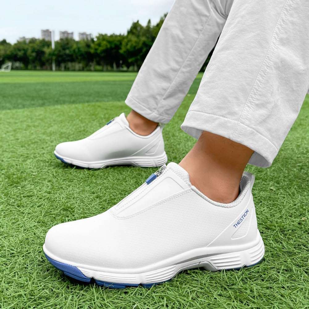 THESTRON Men Waterproof Golf Shoes Zipper Golf Shoes Professional Spikeless Golf Sneakers Male Golf Sports Walking Shoes Comfortable Golf Footwears for Men - Image 5
