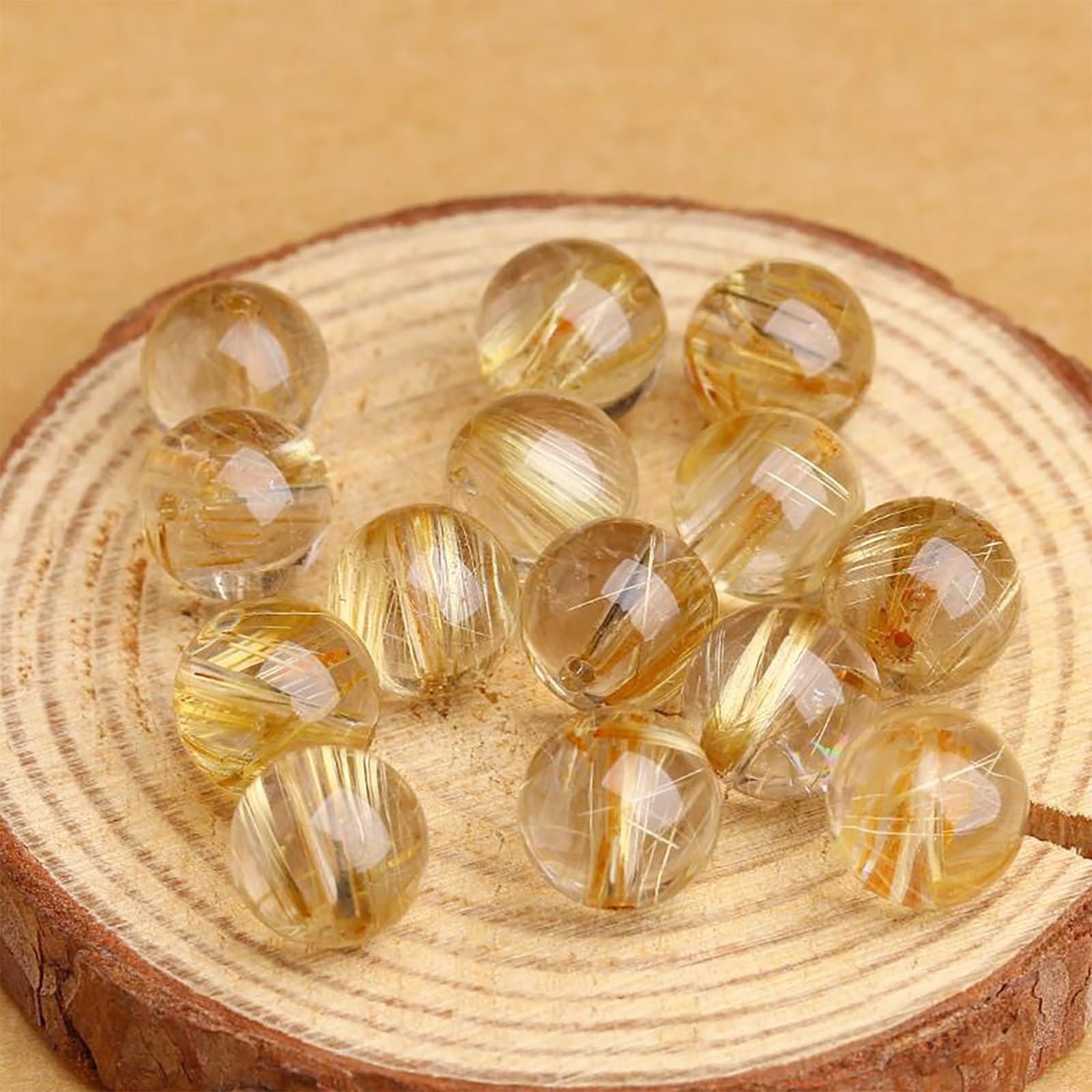 Amazon.co.jp: 天然石 ビーズ ルチルクオーツ 針水晶 完全天然石 直径