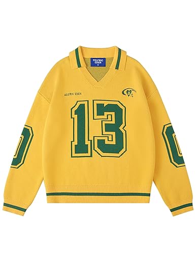 Aelfric Eden Graphic Polo Sweater Women Oversized V Neck Knit
