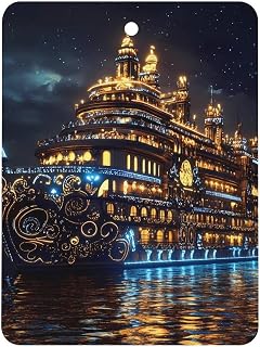 Cruise Ship in Night Car Air Freshener with Picture Ocean Scents Aromatherapy Tablets Hanging Accessories