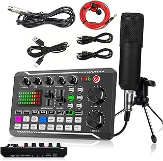 Labymos Podcast Microphone Bundle, BM-800 Condenser Mic with F998 Live Sound Card Kit, Podcast Equipment Bundle with Voice...