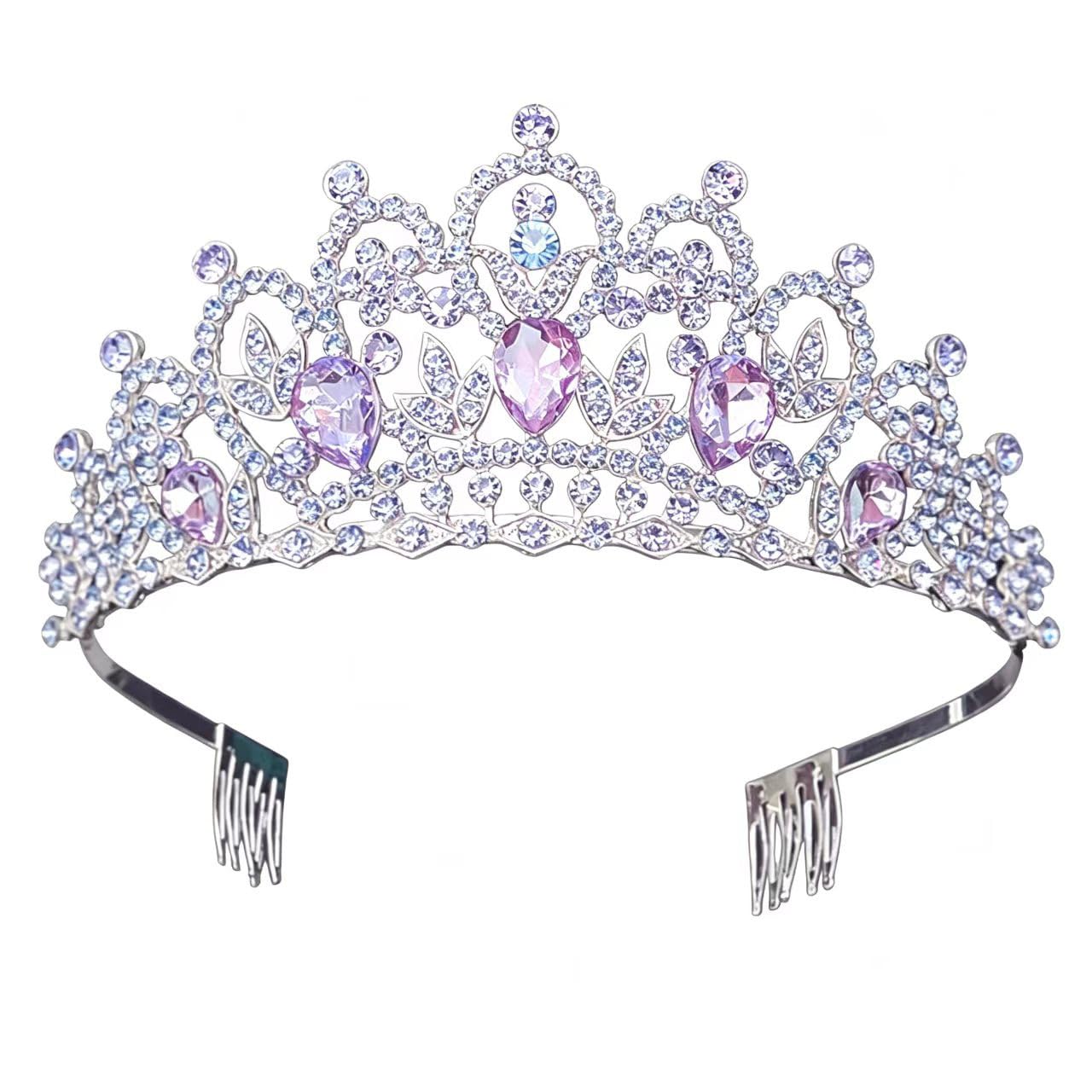 Caelumdecor Women's Purple New Woman Crown Tiara Rhinestone Hair Accessories Wedding Prom Headpiece