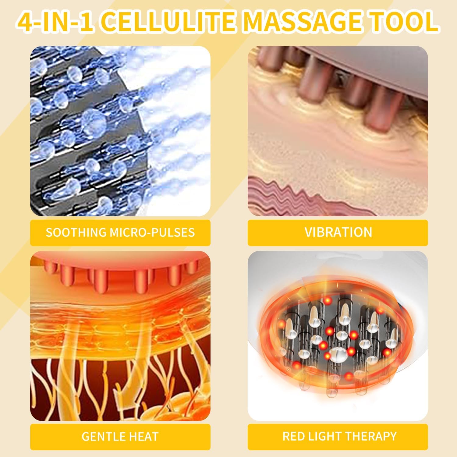 Handheld Electric Lymphatic Drainage Massager: Body Sculpting Machine and Anti Cellulite Massage Tool for Cellulite & Stretch Marks with Microcurrent Red Light Heat & Vibration - Image 6