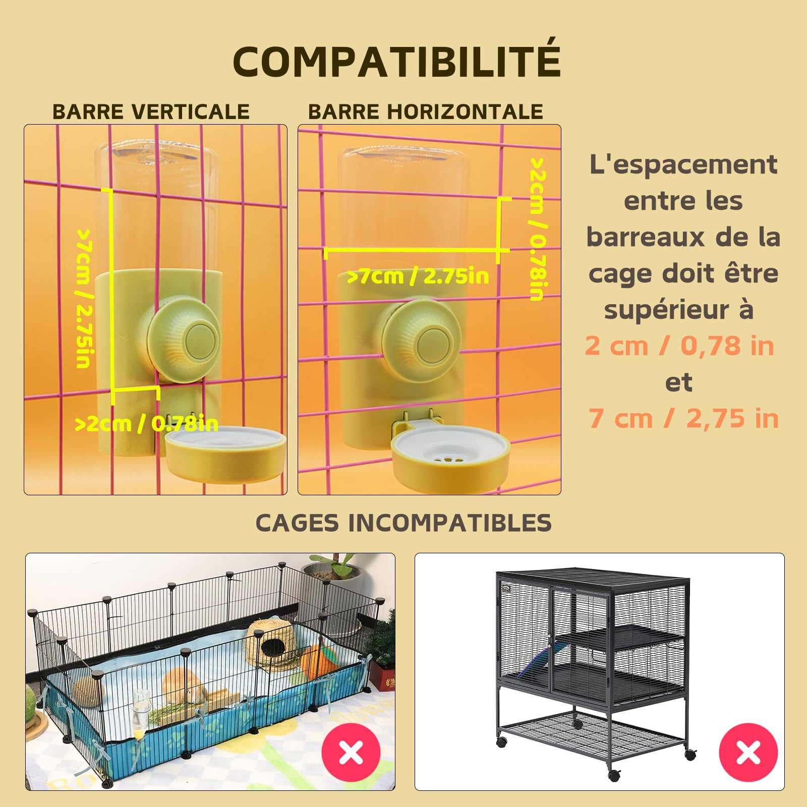 Distributeur Eau Lapin, 600ML Suspendue Abreuvoir Lapin Automatique Biberon Cochon d'Inde Anti-Goutte Biberon Hamster pour Chinchilla Cochon d'Inde Hérisson Furet (Vert)