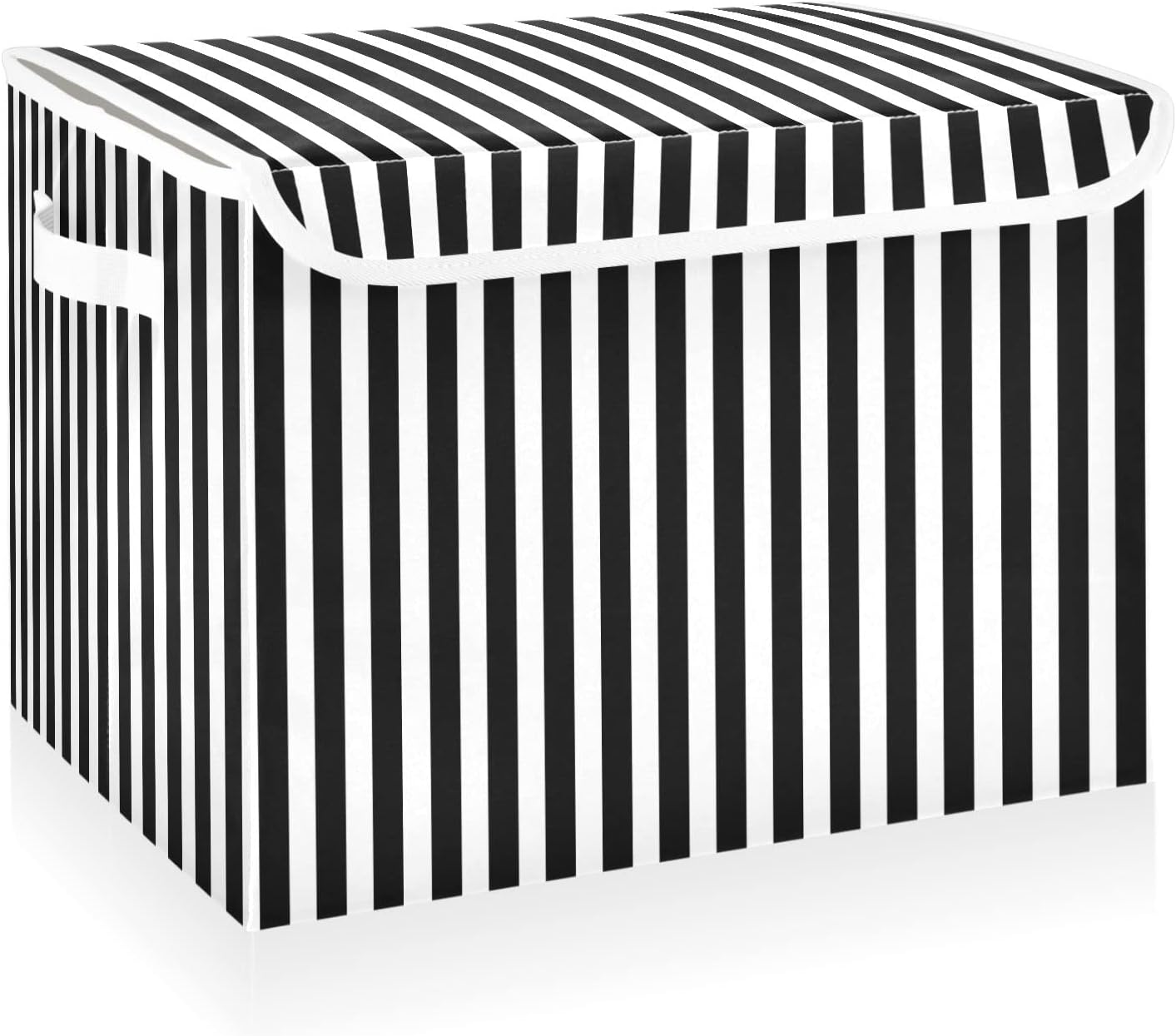 CaTaKu Black and White Striped Storage Bins with Lids