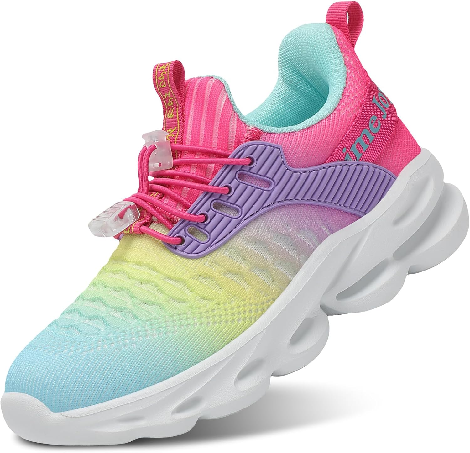 Girls Boys Sneakers Lightweight Breathable Kids Girls Boys Tennis Shoes Slip on with Bungee Lace Running Athletic Shoes for Little Kid/Big Kid/Toddler