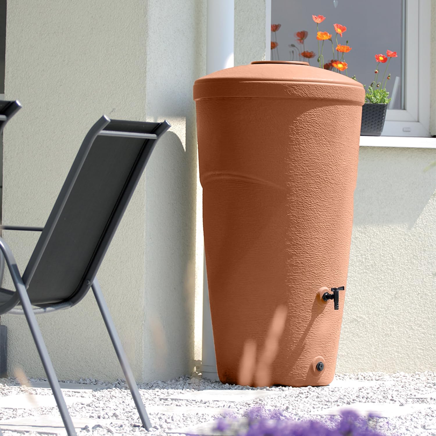 Serbatoio per Acqua Piovana Wallycan 270L | 60,2x73,1x127,8 cm | 2 Punti di Attacco | Incluso Rubinetto e Sistema di Raccolta Acqua | Cisterna da Giardino | Colore Terracotta Design Moderno