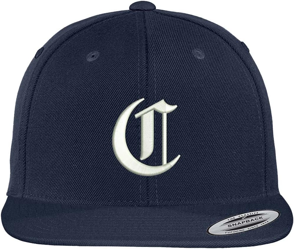 Trendy Apparel Shop Old English C Embroidered Flat Bill Snapback Cap
