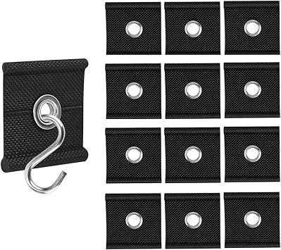 12 Pack RV Awning Hooks for Piping Rail 5/6 mm,7/8 mm, Heavy Duty RV Awning Light Clips Camper Light Holders Awning Hanger S Hooks for Exterior Lights, Clothes, Party Awning Accessories black