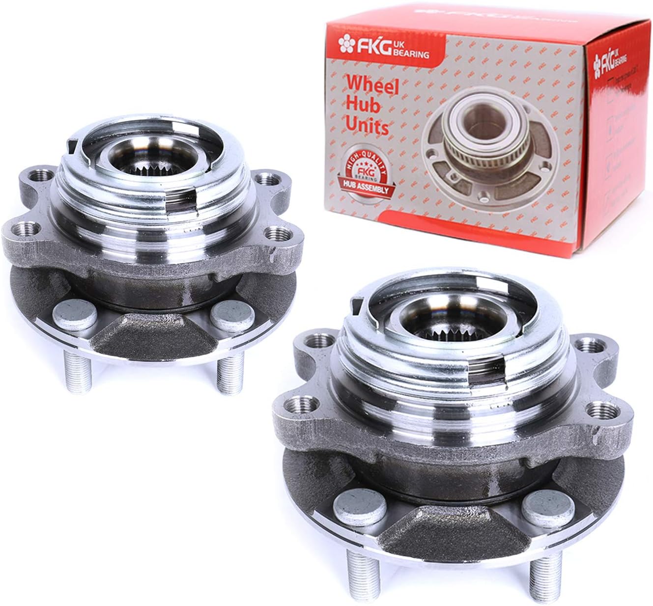 FKG 513296 Front Wheel Bearing Hub Assembly for 09-17 Nissan Maxima Murano, 11-17 Nissan Quest, 13-17 Nissan Pathfinder,14-17 QX60, 5 Lugs Set of 2