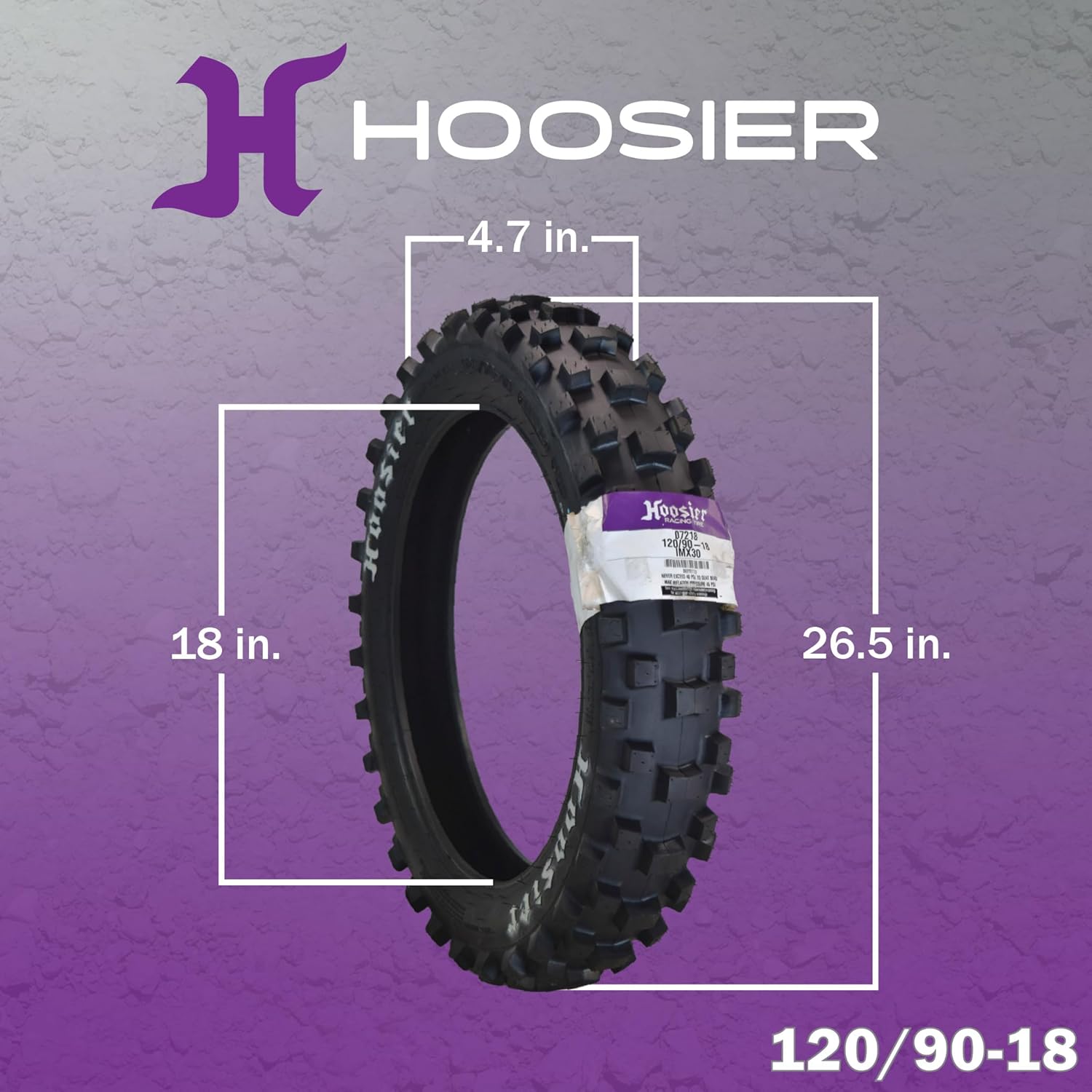 Hoosier Racing Tire 120/90-18 IMX30 Dirt Bike Rear Tube Type Tire Ideal for 250, 450cc Bikes with Hoosier Keychain