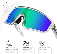 Vista 82 de MVPTGRS Gafas de sol de béisbol juveniles para niños y niñas de 8 a 14 años TR90 con marco para niños, gafas de sol deportivas para sóftbol