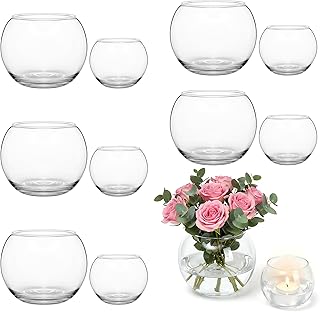 12pcs Clear Round Glass Vases Bowl Flower Vase,3.7"W X3.1"H Set of 6pcs Globe Vase