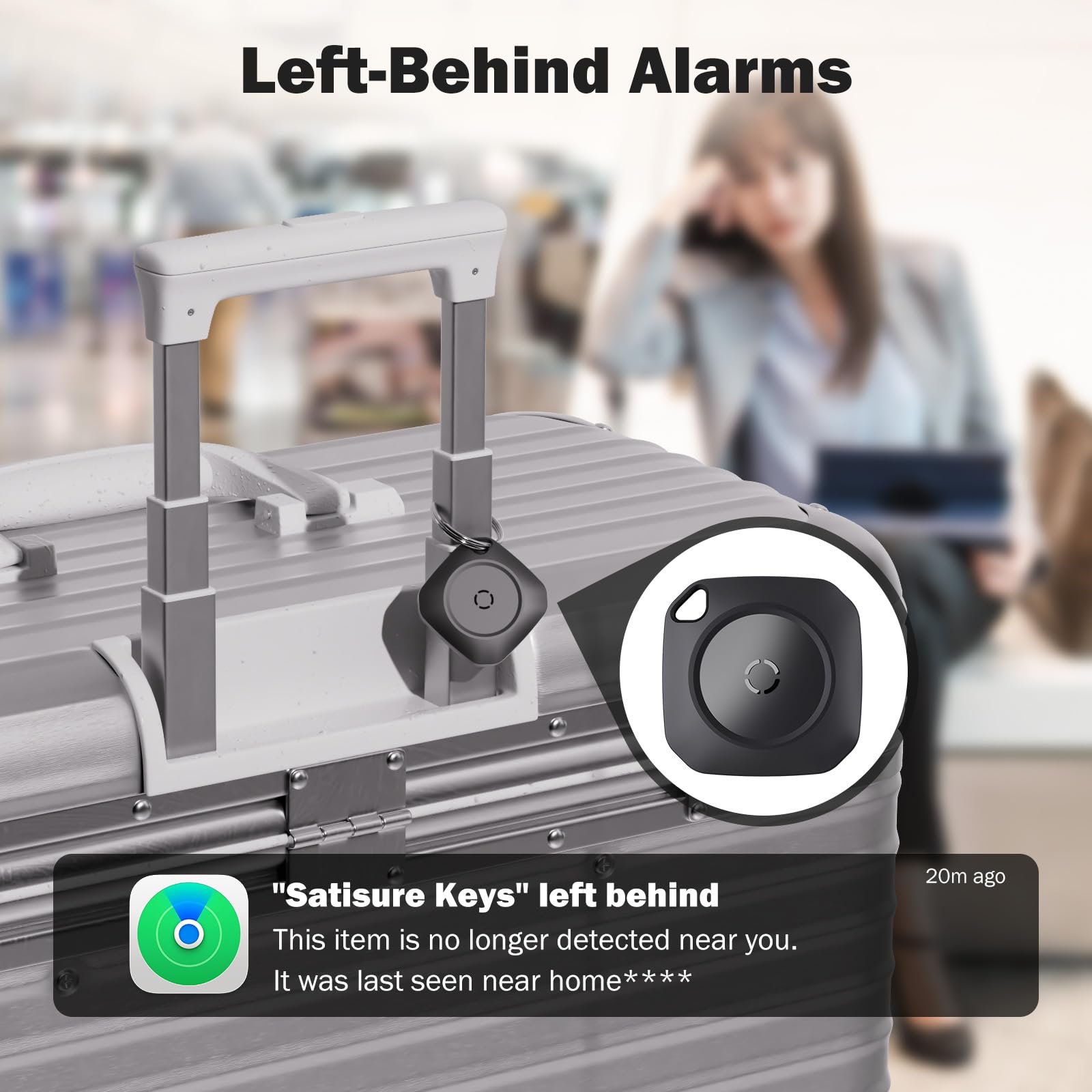 Air Tracker Tag Individuatore chiavi per iOS, Smart Tag compatibile con Apple Dove è? App (solo iOS), chiavi per valigie, viaggi, portafogli, bagagli, zaini, batterie sostituibili – 4 confezioni