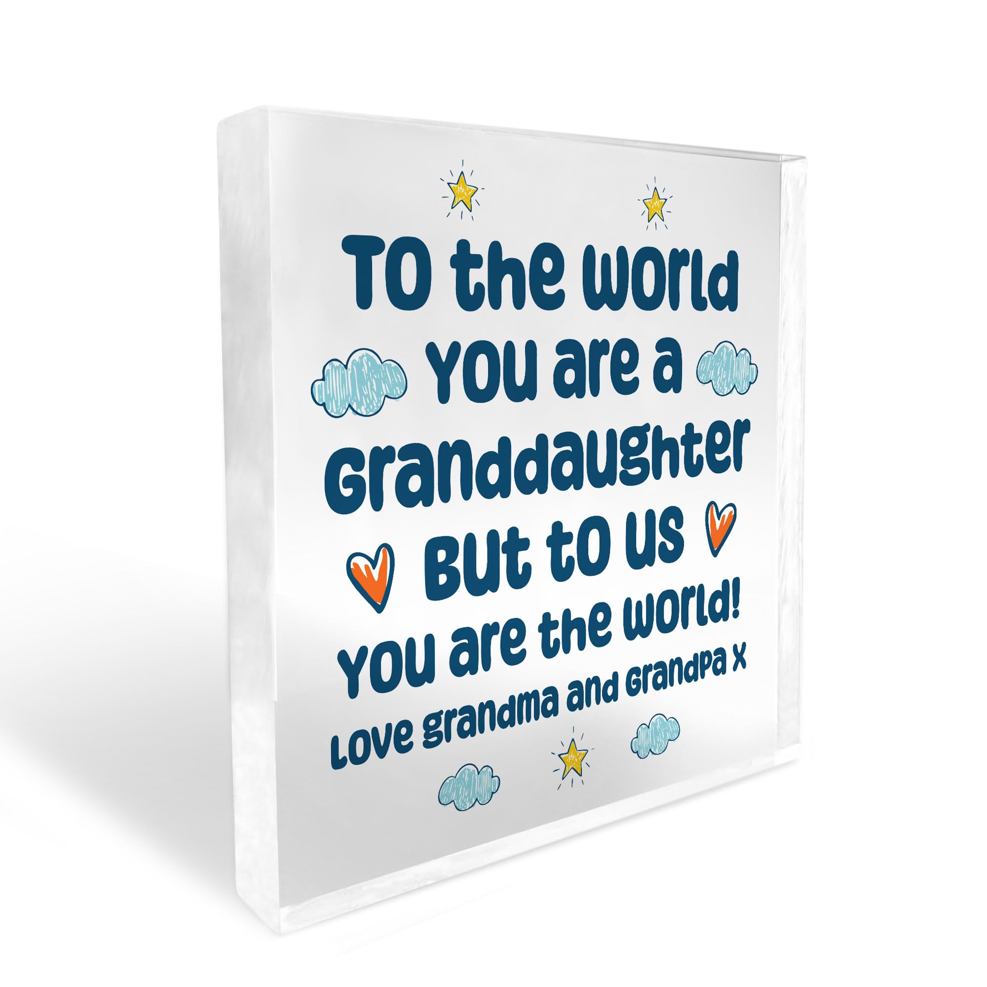 Red Ocean Granddaughter Gift From Grandma And Grandpa Acrylic Block Christmas Birthday Gift For Grandaughter Keepsake