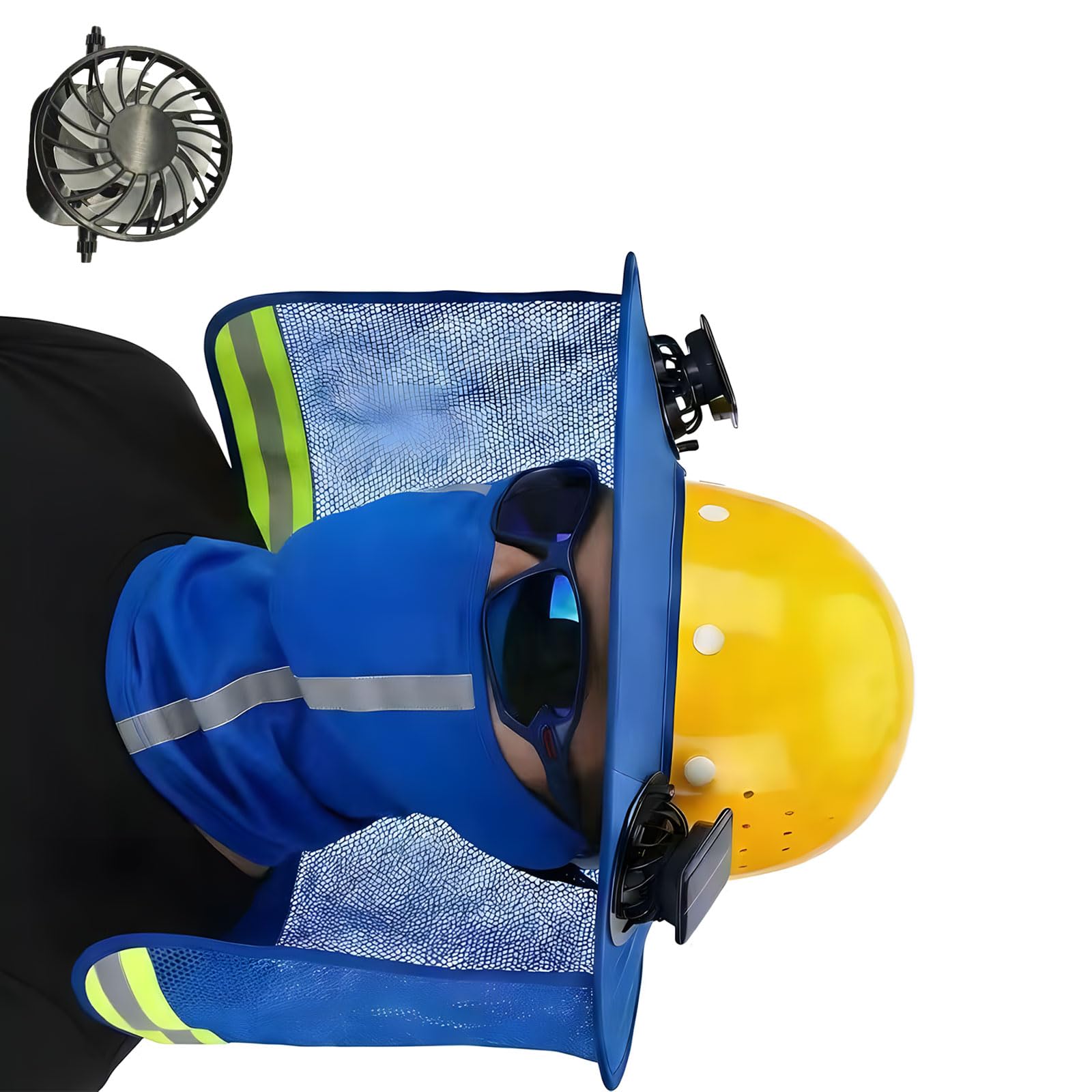 Elnwnnkc Construction Cap with 2 Sun Driven Air Circulators and Detachable Sun Cover Reflective Construction Hat