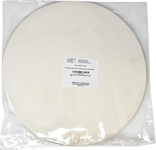 Miniatura 8 de Gift Boutique 50 manteles individuales de papel redondos dorados con purpurina dorada de 13.5 pulgadas, desechables, tapabocas decorativos para