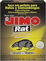 JIMO Rat Raticida Granulado Eficaz Contra Ratos e Camundongos Elimina a Ninhada Totalmente Seguro Estojo com 4 unidades 25g cada