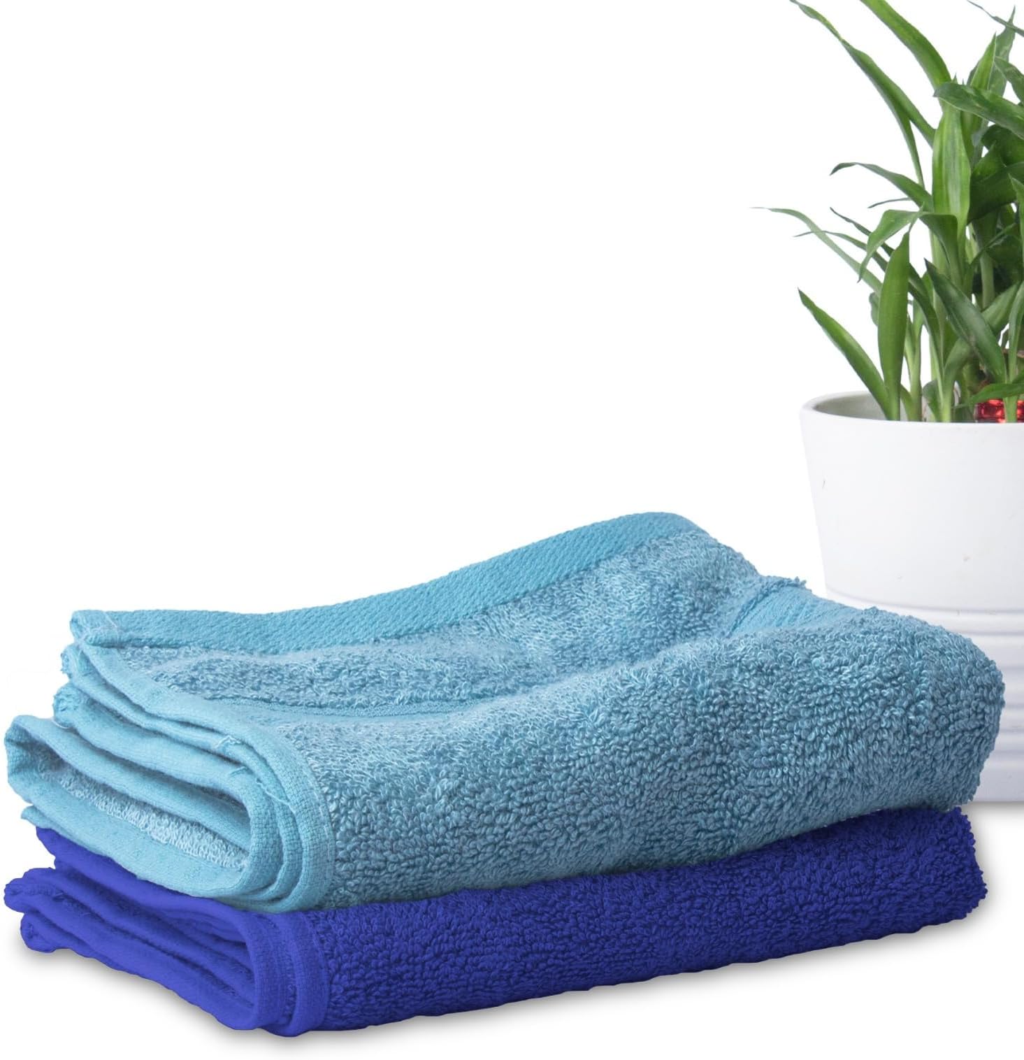 10Club Bamboo Hand Towel Set of 2 (580 GSM)| 60 X 40 Cm | Ultra Soft, Absorbent, Anti-Microbial & Quick Dry Towel for Daily use, Gym, Pool, Kitchen, Travel, Sports & Yoga (Teal, Navy Blue)