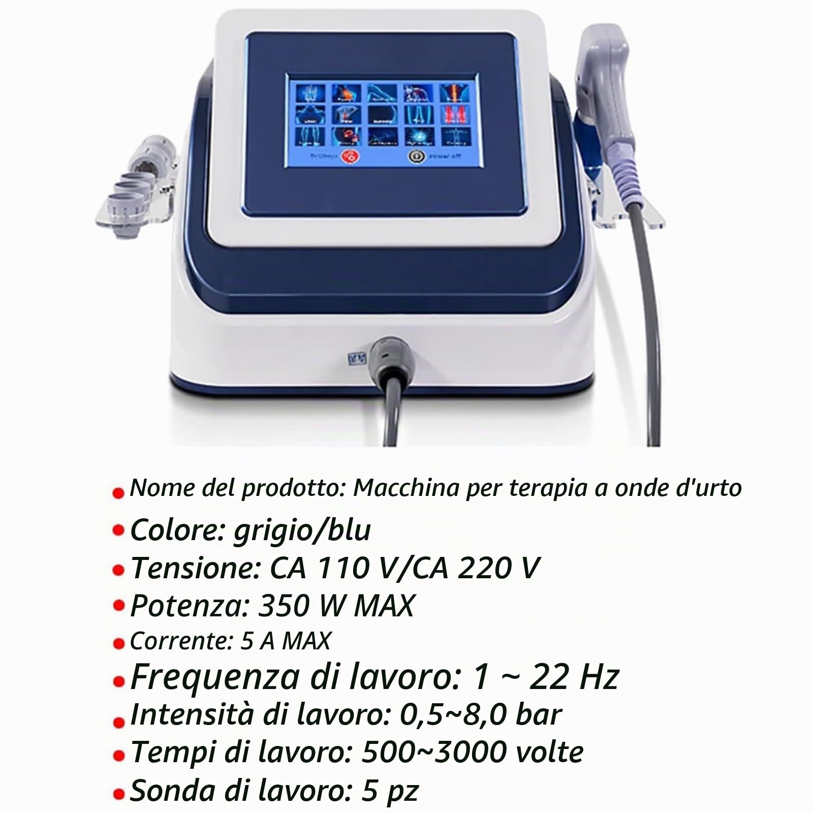 Macchina Per Terapia Ad Onde D'urto ED, Macchina Per Terapia Del Dolore Onde D'urto Extracorporee Pneumatica Per Tessuto Profondo Rilassamento Muscolare Massaggiatore Antidolorifico grey