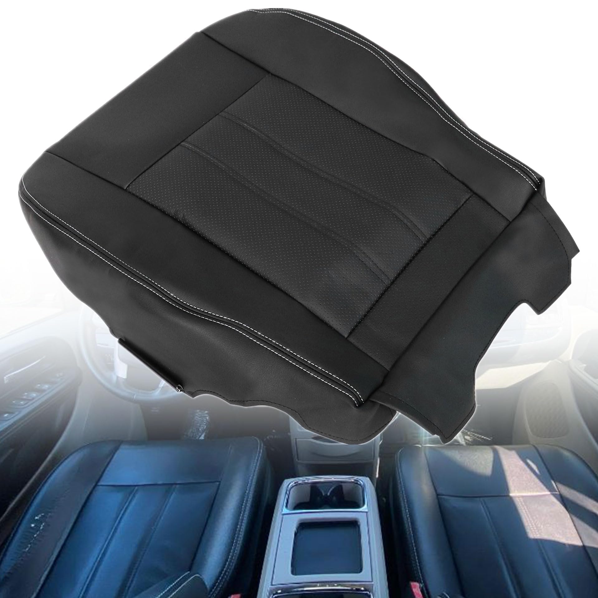 GXARTS Driver Or Passenger Side Bottom Lower Replacement Perforated Leather Seat Cover Black Fit for Chrysler Town & Country 2011 2012 2013 2014 2015 2016 Fit for Dodge Grand Caravan 2008 2009-2020