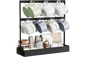 14 Capacity Coffee Mug Holder with Countertop Hooks