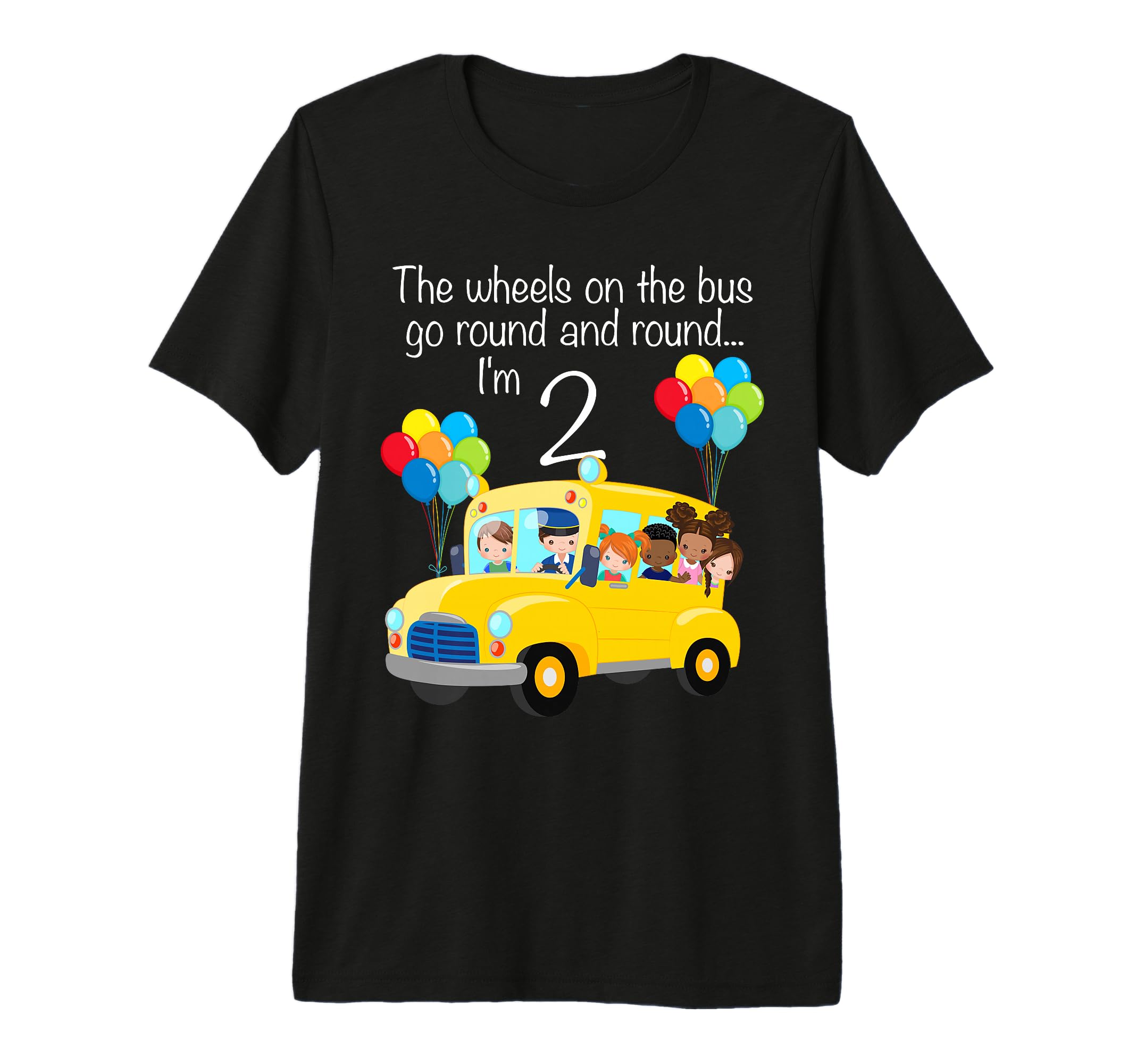 The Wheels On The Bus 2nd Birthday 2 Years Old Yellow Bus Premium T-Shirt
