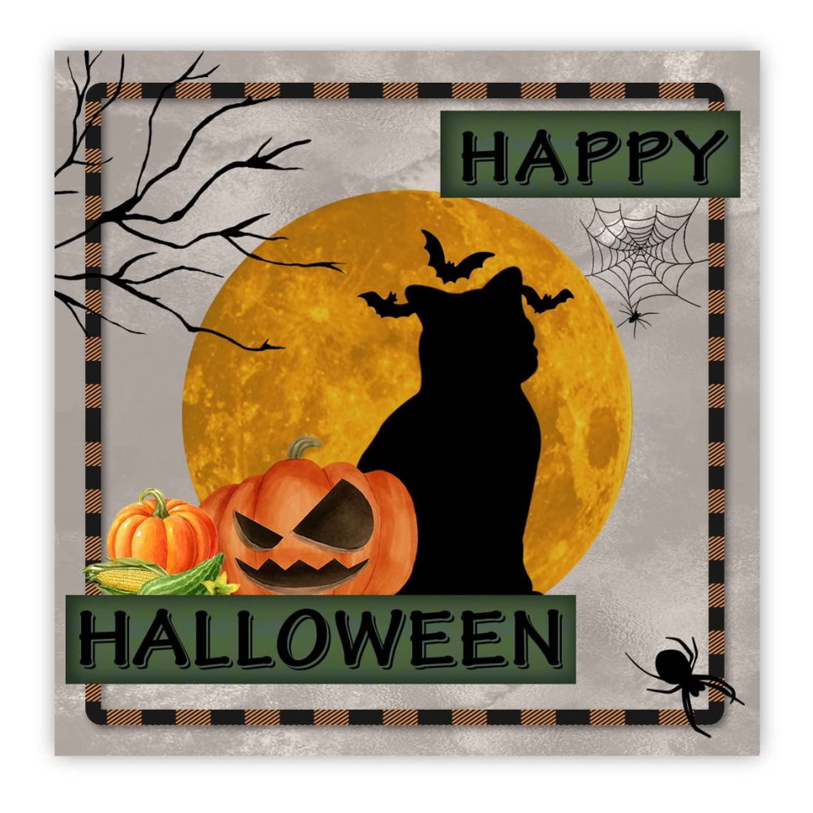 Panneau bois citrouille cadeau pendaison de crémaillère Halloween unique