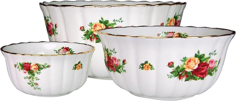Royal Albert Old Country Roses Fluted Bowls Set of 3