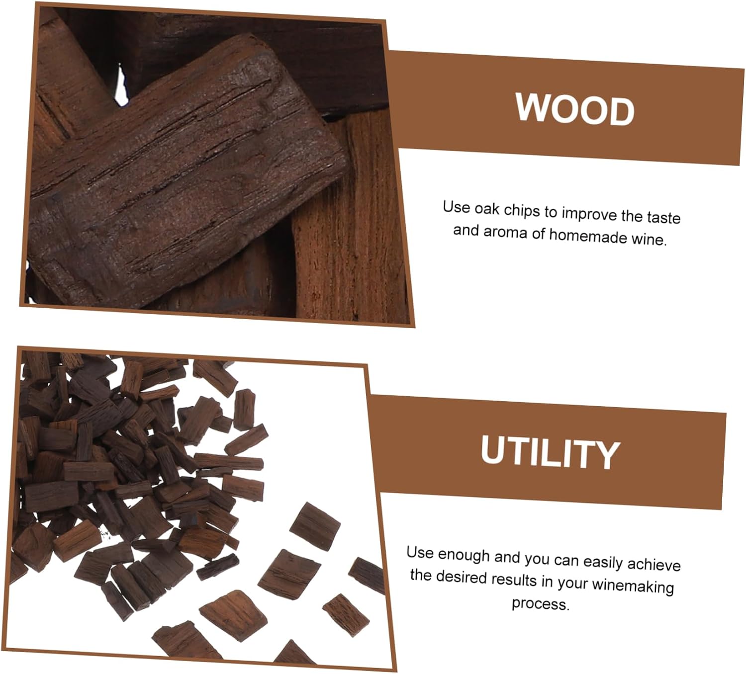 Heavy Toast Oak Chips for Wine Brewing Enhance Flavor and Aroma for Homemade Wine Brewing Supply for Aging Whiskey and Brandy