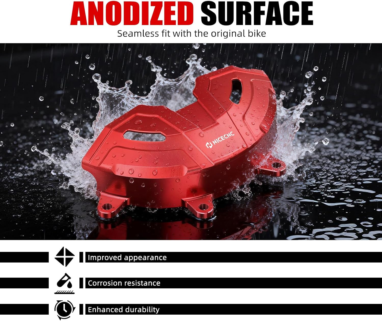 NICECNC Left Motor Cover Guard Stator Cover Protecter Guard Engine Cover Red Compatible with Honda CRF1100 Africa Twin 2020-2026, CRF1100 Africa Twin Adventure Sports 2020-2026