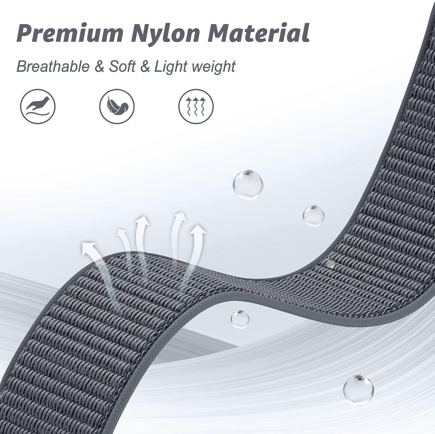 Hook and Loop Quick Dry 22mm Nylon Ultralight Sport Watch Band for Garmin Fenix 8 47mm/Fenix 7/7 Pro/6/6 Pro/5/5Plus, UltraFit Strap for Forerunner 965/955/945/935/Approach S62/S70/tactix 8 47mm/Epix2 - Image 2