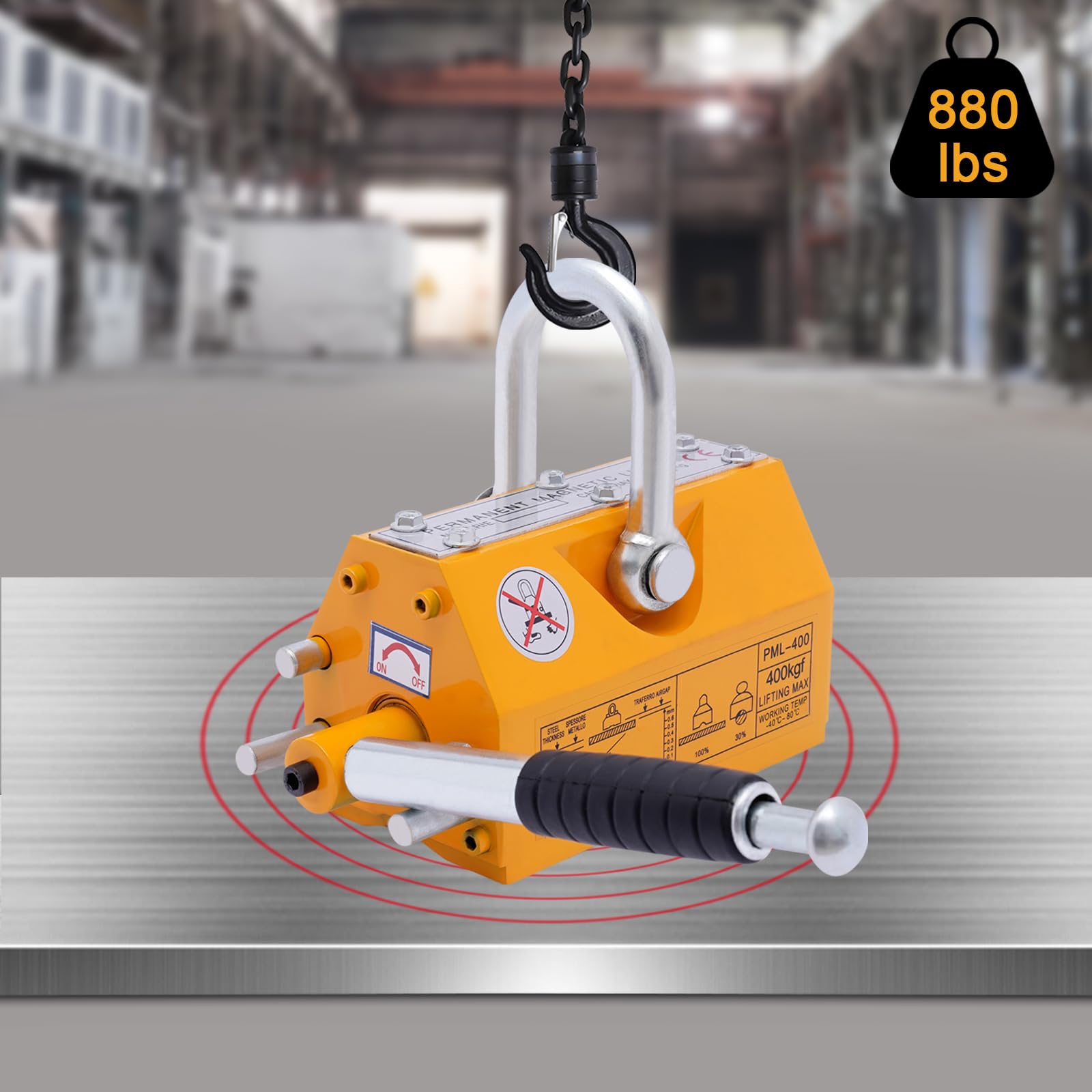 Steel Lift 880LBS Magnetic Lifter With Release - 400KG Lifting Capacity ...