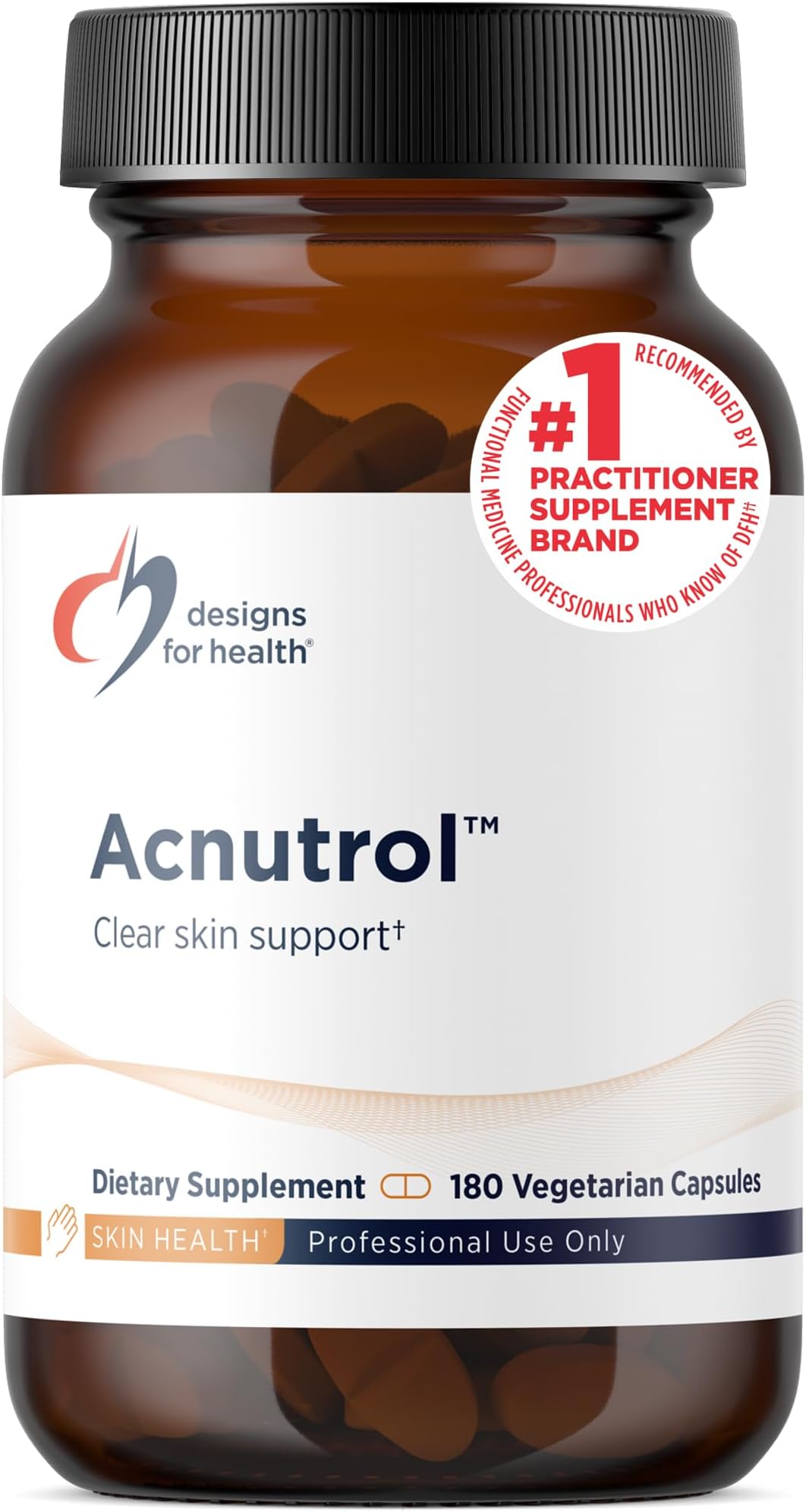Designs for Health Acnutrol Clear Skin Support Pills - Pantothenic Acid + 50000 IU Vitamin A, Vitamins D + E, Carnitine + Minerals - Non-GMO + Soy Free Oral Supplement (180 Capsules)