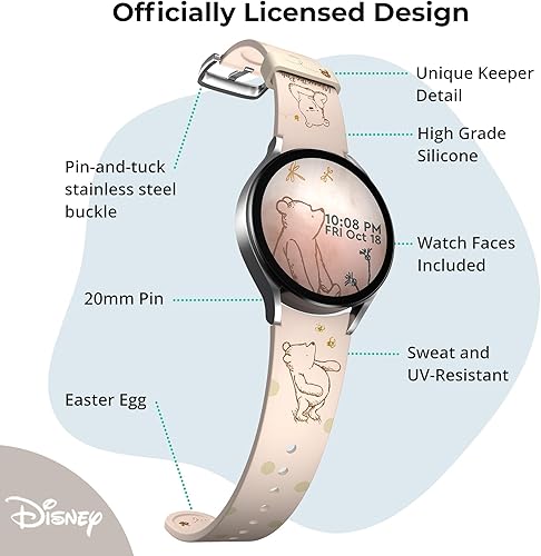 Miniatura 3 de MobyFox Disney Winnie the Pooh - Correa de reloj inteligente Sweet Honey  Producto oficial, compatible con reloj Android (reloj no incluido)  0.78